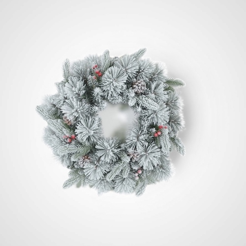 20in Snow Hard Needle Mixed Wreath