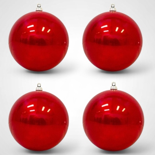 100mm Red Baubles 4Pk - avail October 2024