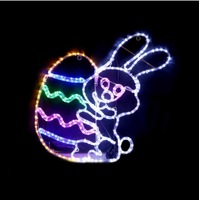 Rabbit Holding Easter Egg Rope Light Motif
