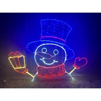 Large Snowman Head with Present Rope Light Motif 