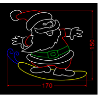 Santa Surfing Rope Light Motif