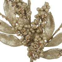 67cm Champagne Glitter Laurel Leaf & Berries