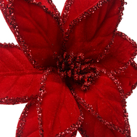 30cm Red Poinsettia W/Clip