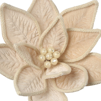 30cm Ivory Poinsettia w/Ivory Rope Trim