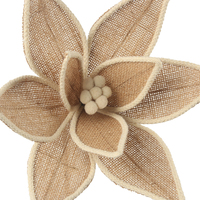 Burlap Poinsettia w/Ivory Trim Stem