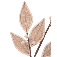 71cm Burlap Leaf Stem w/Ivory Berries