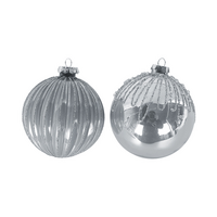 10cm Silver Glass Bauble (B)