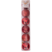 6cm Red Shatterproof Baubles 6pk