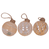 8cm Clear Bauble w/Raffia(A)