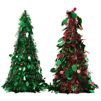 48cm Green Tinsel Tree W/Red Berries