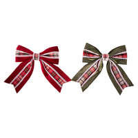 Red Bow with Tartan Detail & Clip