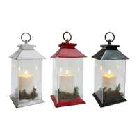 LED Pillar Candle Lantern w/Berries(A) 