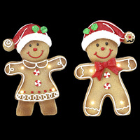 Ceramic Iced Gingerbread Girl LED B/O -AVAILABLE OCTOBER 2024