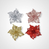 Gold Glitter Poinsettia Clip