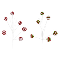 60cm Plush Candycane Ball Spray(Red/White/Green)- AVAIL OCT 2024