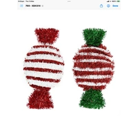 Tinsel Candy Cane Striped Lolly Plaque(Red/Green) 