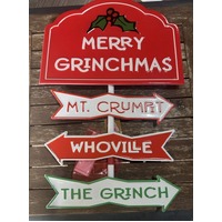 Dr Seuss Grinch Sign on Stand