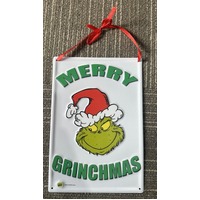 Metal Grinch Sign Merry Grinchmas 