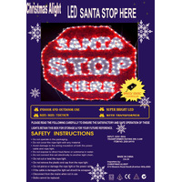 Tinsel Santa Stop Here Rope Light Motif