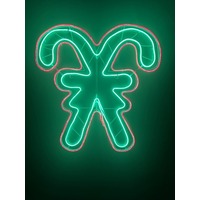 Neon Double Candy Canes Rope Light Motif 