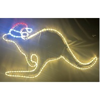 Warm White Kangaroo with Christmas Hat Rope Light Motif