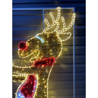 Large LED Santa Dancing with Rudolph Rope Light Motif