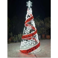 3m Red and White Snowflake Cone Tree Rope Light Motif