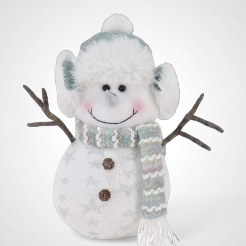 Silver Forest Snowman with Ear Muffs
