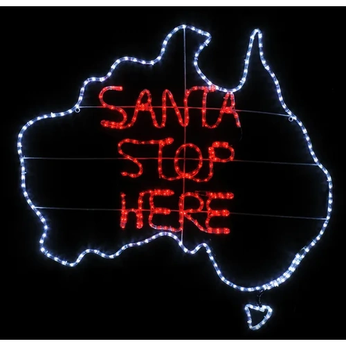 Santa Stop Here Rope Light Motif