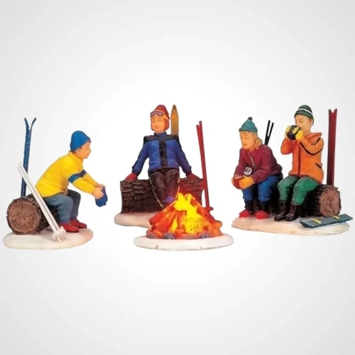 Lemax Skier's Camp Fire, Set of 4