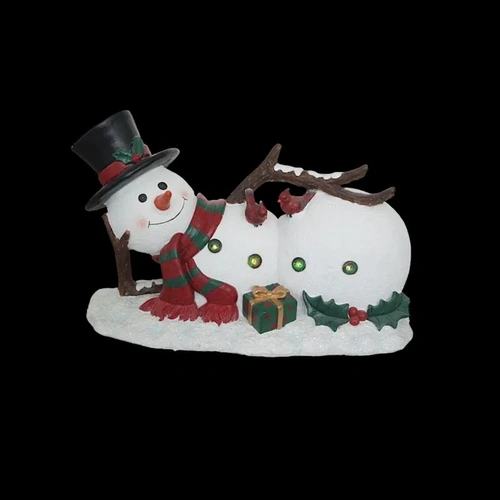 Laying 84cm long Resin Snowman (lit) 