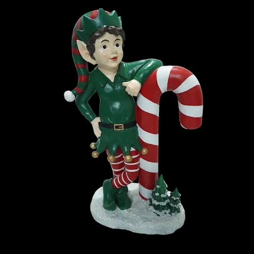 Resin Elf with Candy Cane 