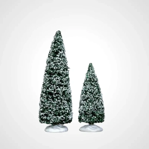 Lemax 6 in. and 4 in. Snowy Juniper Tree, Set of 2 