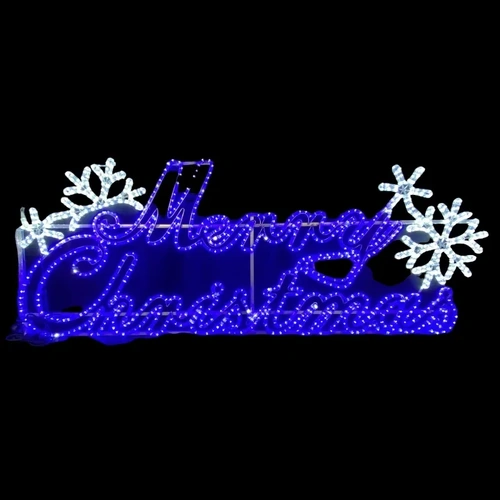 Merry Christmas with Snowflakes Rope Light Motif