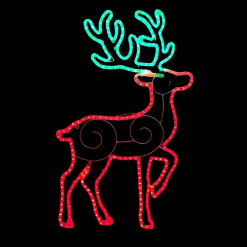 Red and Green Reindeer Rope Light Motif