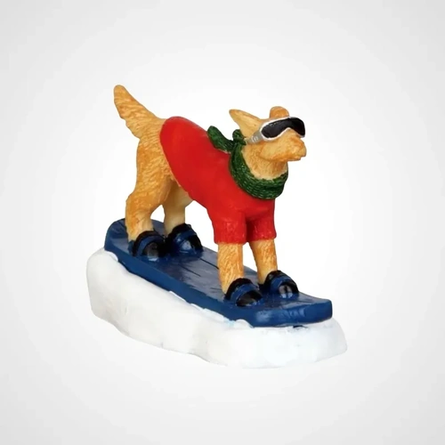 Lemax Snowboarding Dog