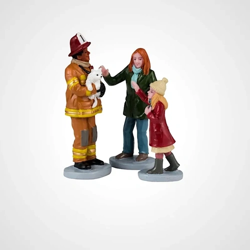 Lemax Fireman To The Rescue Set of 3