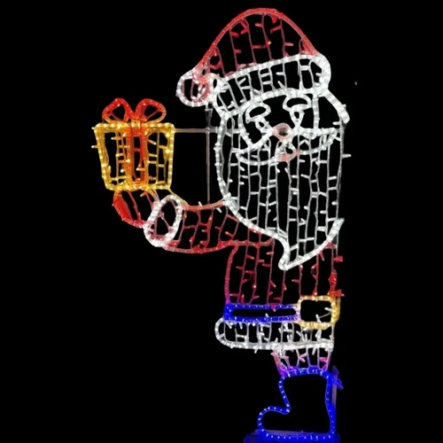 Santa Holding Present Rope Light Motif 