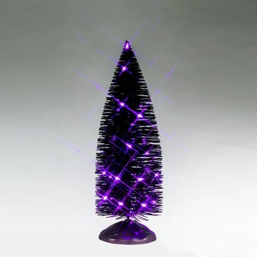 Lemax 8-½ in. Black Bristle Tree With Purple Lights - PREORDER 2025