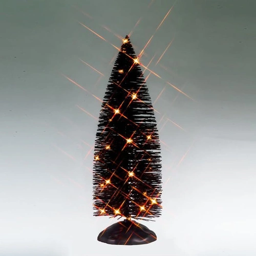 Lemax 8-½ in. Black Bristle Tree With Orange Lights - PREORDER 2025