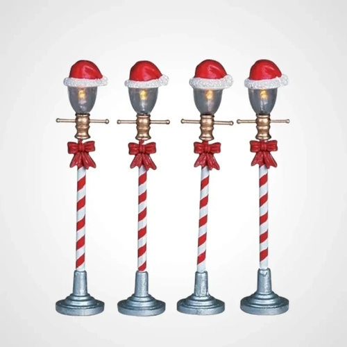 Lemax Santa Hat Street Lamp, Set of 4