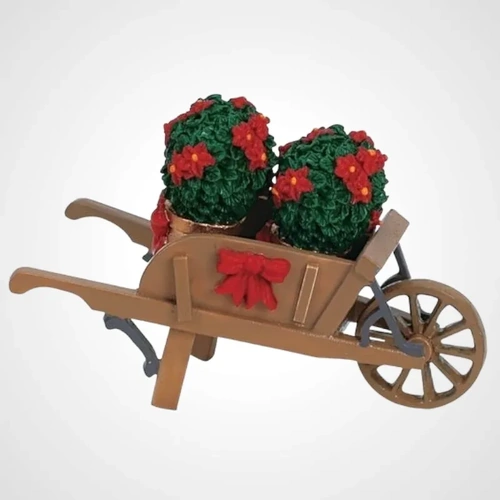 Lemax Wheelbarrow With Poinsettias 