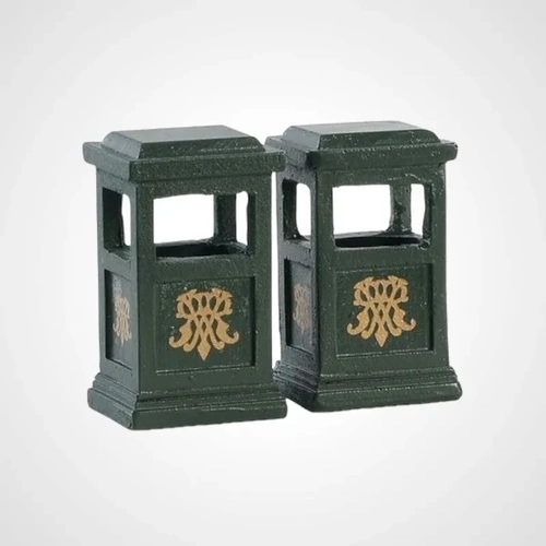 Lemax Green Trash Can, Set of 2 