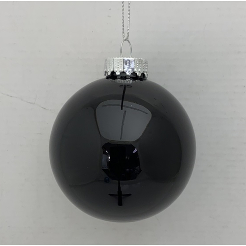 80mm Shiny Black Onyx Glass Bauble