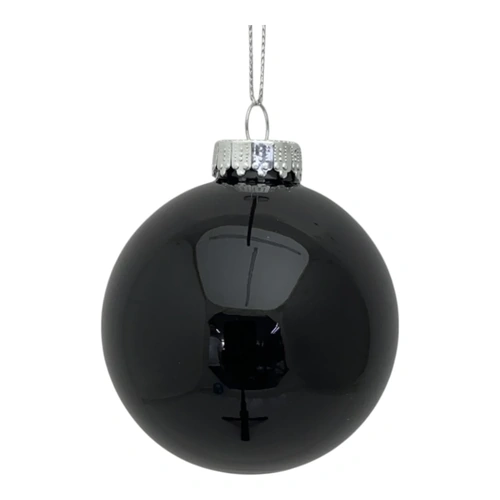 80mm Shiny Black Onyx Glass Bauble