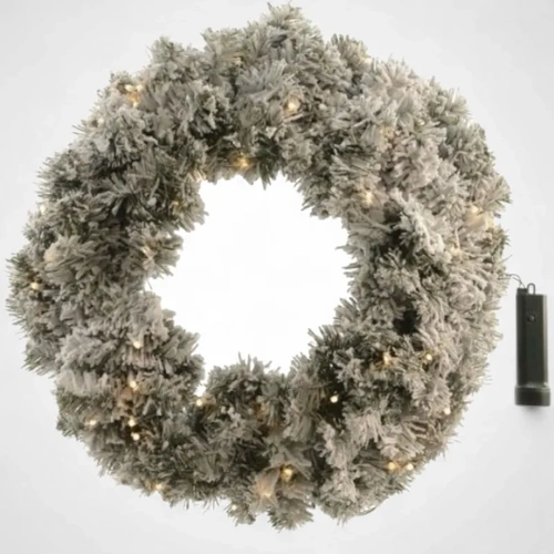 45cm Prelit Plain Snow Wreath