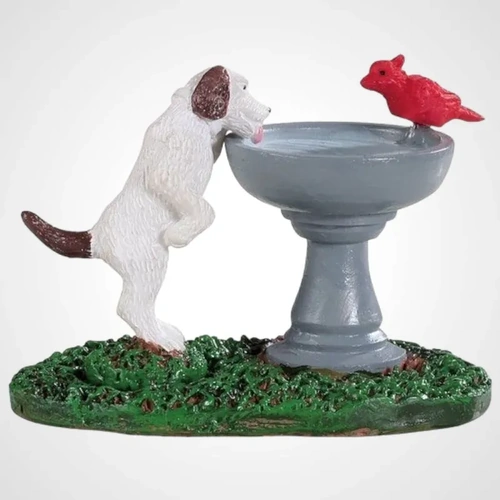 Lemax Bird Bath Dog Fountain