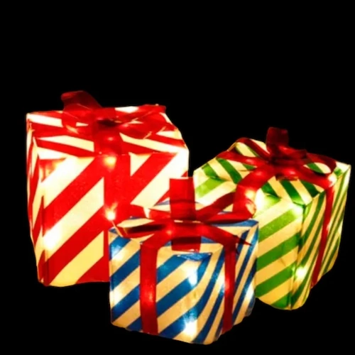 Lit Up Gift Boxes - Stripes 