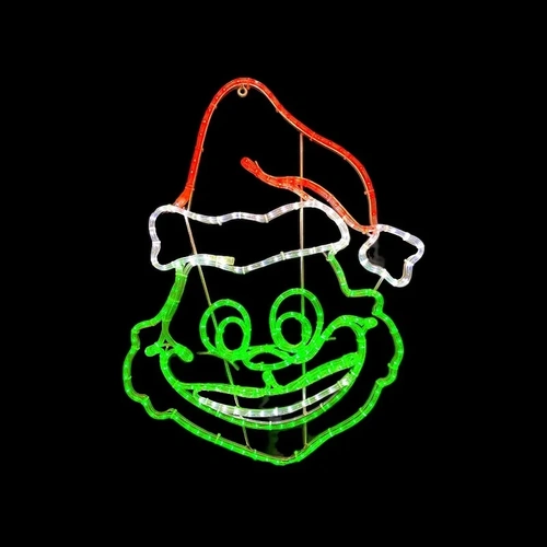 Smiling Grinch Face Rope Light Motif 