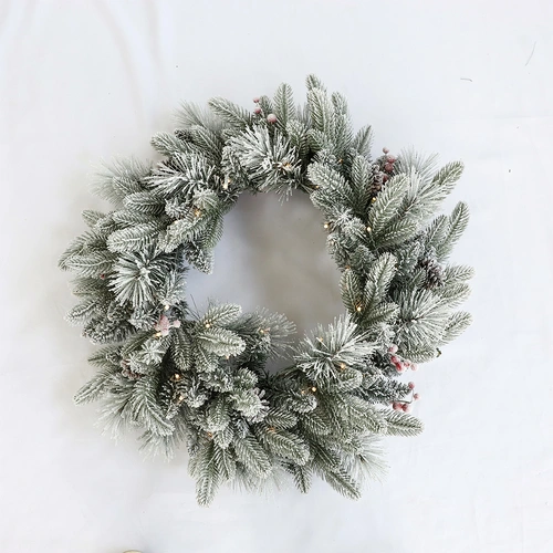 60cm Warm White Battery Snow Christmas Wreath